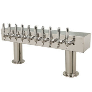 Stunning Double Pedestal Draft Tower - Glycol-Cooled, Polished Stainless Steel with 10 Faucets 304