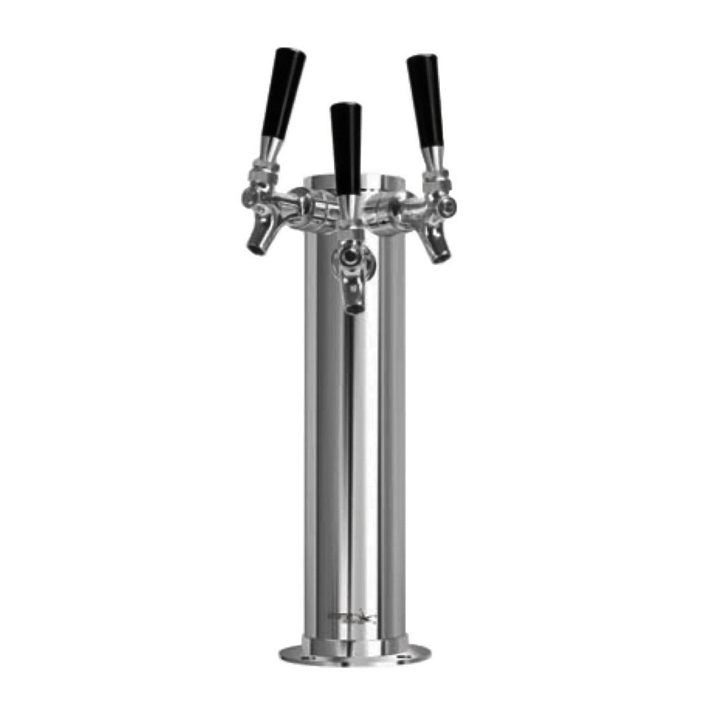 Gorgeous 3-Faucet, 4-Inch Diameter Glycol-Chilled Polished Stainless Steel Tap Tower with Chrome Faucets