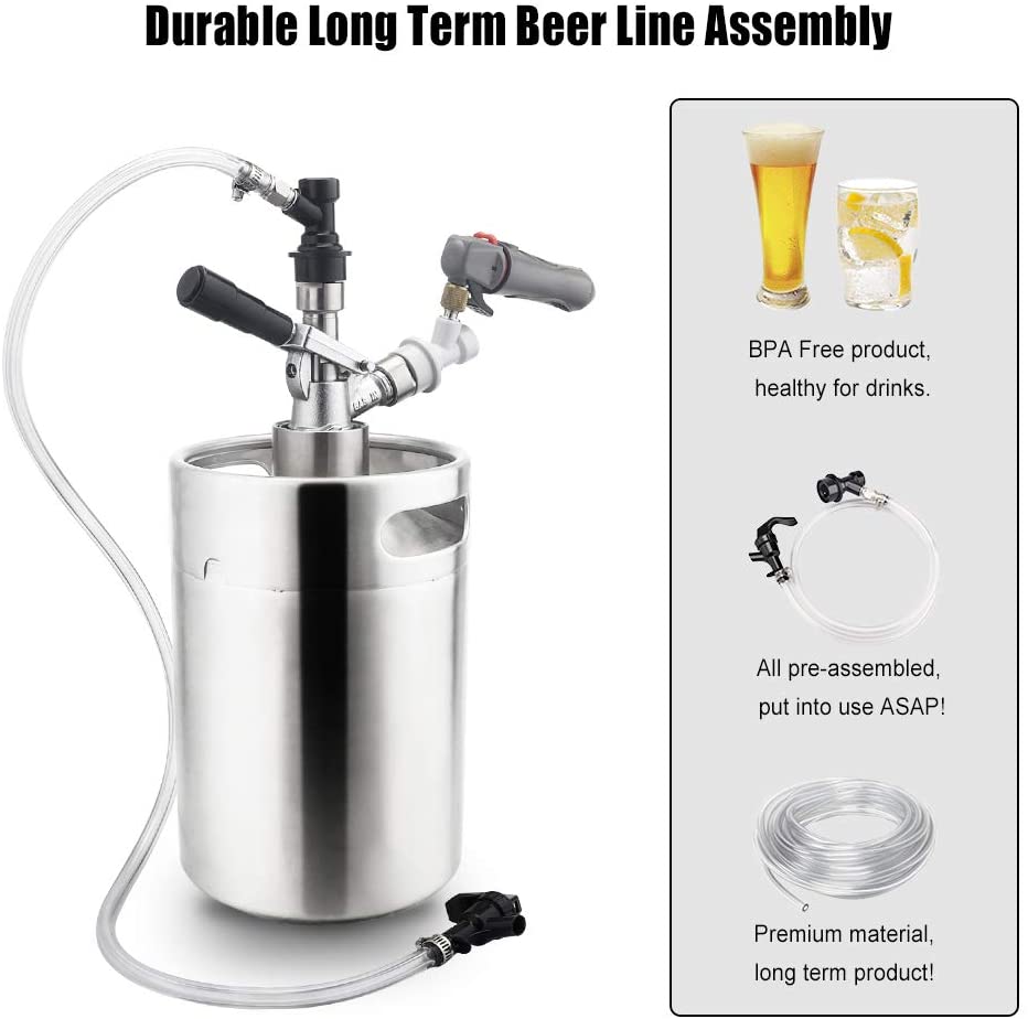 KegLand Premium 1/4 Ball Lock Beer Line Assembly: 3ft Liquid Line Picnic Tap with Quick Disconnect - Elevate Your Home Brewing!
