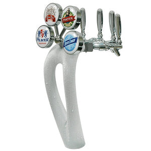 Mystique Ice Frosted Draft Beer Tower 4 Tap with Medallion - Chrome Finish - Glycol Cooled: Your Ultimate Draft Beer Solution!