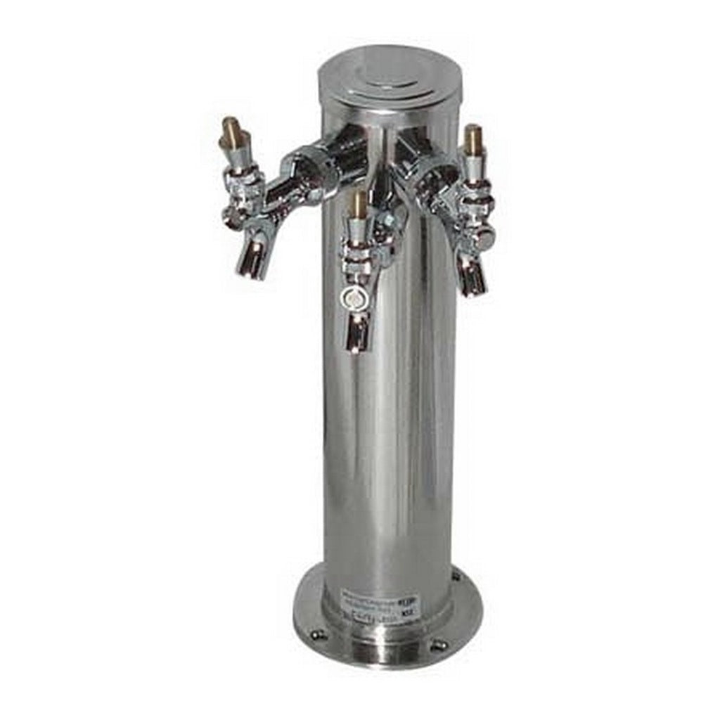 3 Faucet 3 Diameter NSF Rated Glycol Chilled Polished Stainless Steel Tap Tower w/ Chrome Faucet