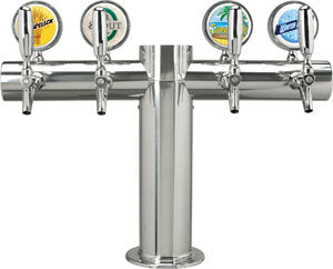 Metropolis T: Stunning Polished Stainless Steel Glycol-Cooled Beverage Dispenser with 4 Faucets and Medallions