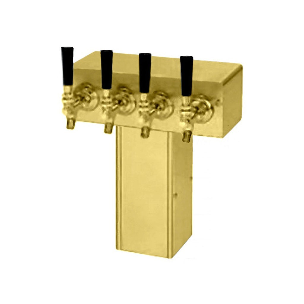 Glycol-Cooled 4-Faucet Tin Tower - 4-Inch Square, PVD 304 Stainless Steel Marvel