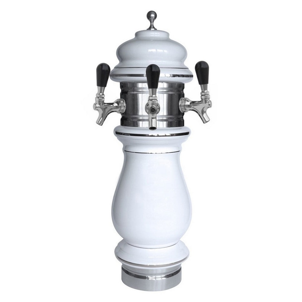Stunning 3-Faucet Air-Cooled Ceramic Tower: Graceful White with Sleek Chrome Finish