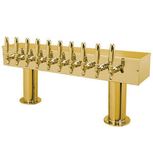 Glycol-Cooled Double Pedestal Draft Tower with 10 Faucets - PVD Brass 304 - A Beverage Dispensing Marvel!