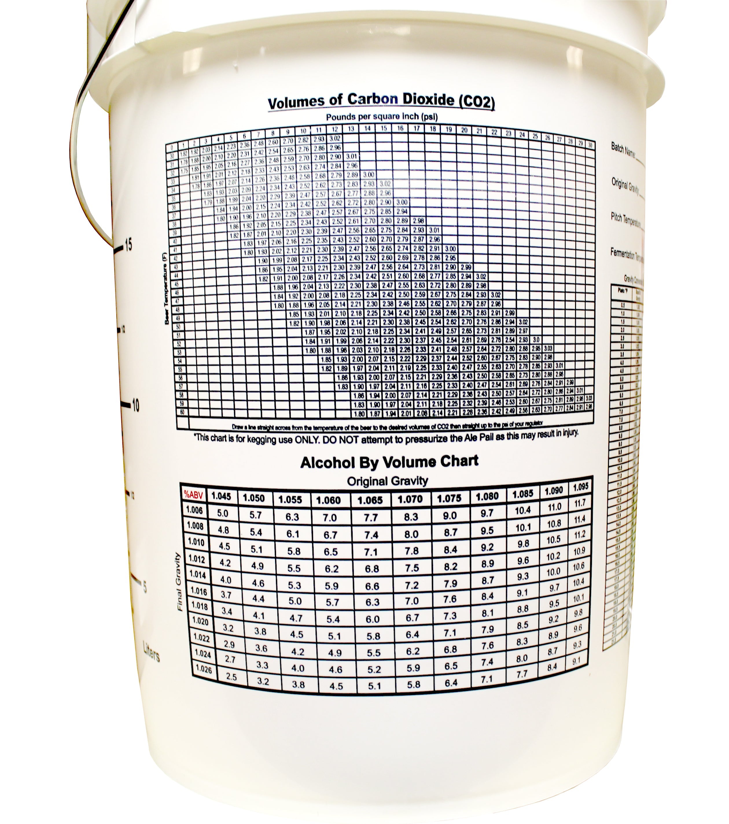 6.5 Gallon Premium Plastic Ale Pail - Ideal Homebrew Fermenter with Volume Markings
