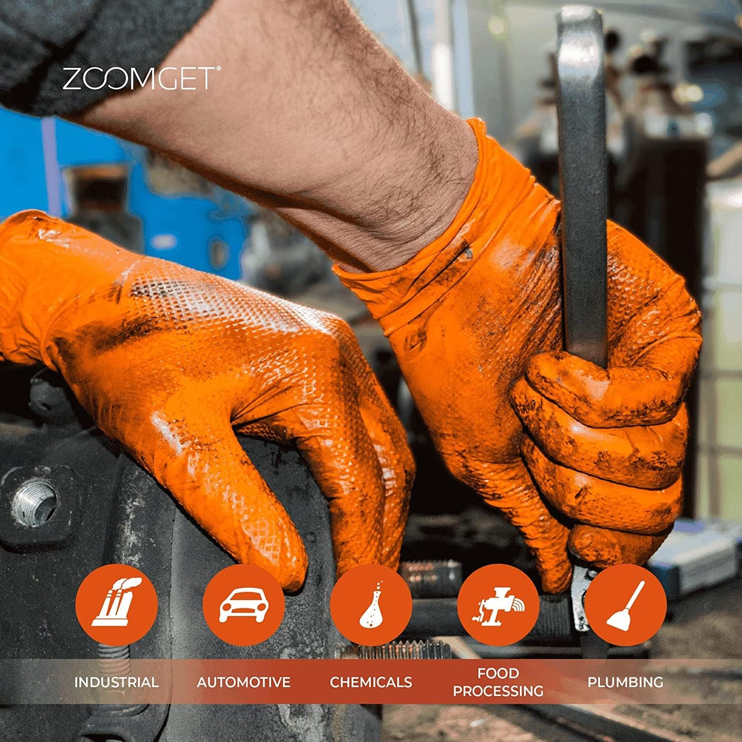 GLOVEWORKS HD Orange Nitrile Industrial Disposable Gloves - 8 Mil, Latex-Free, Medium - Get Your Box of 100 Now!