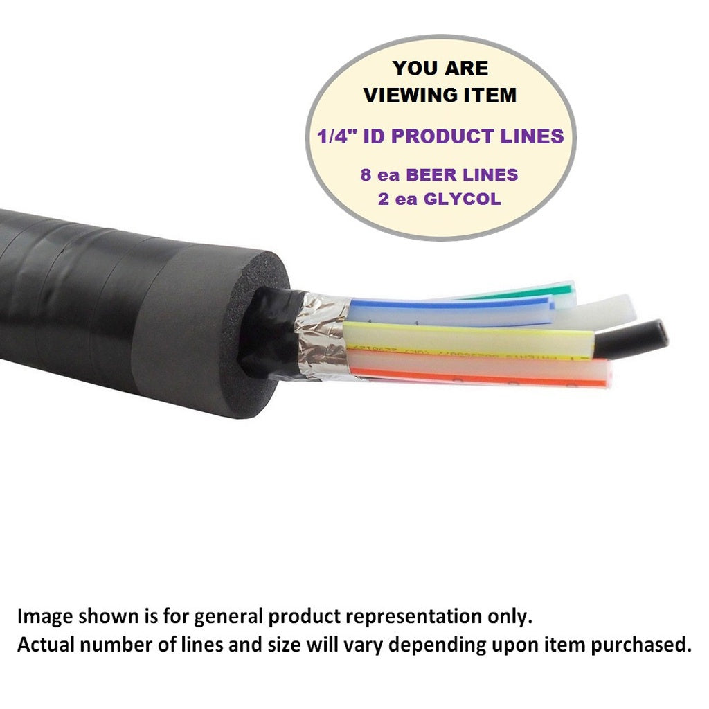 Trunkline-8Ea 1/4in ID Beer, 2Ea 3/8in ID Glycol with 3/4in Insulation - Bev - Seal Ultra® Series 235