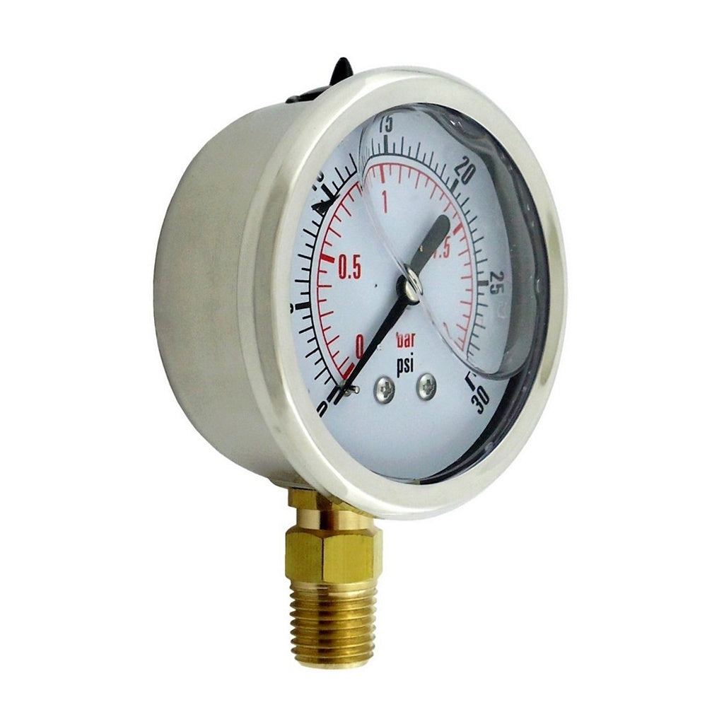 Incredible 2 - 2.5 Inch Diameter Liquid Filled Gauge with 1/4 Inch MPT, 30 Psi - A Must - Have!