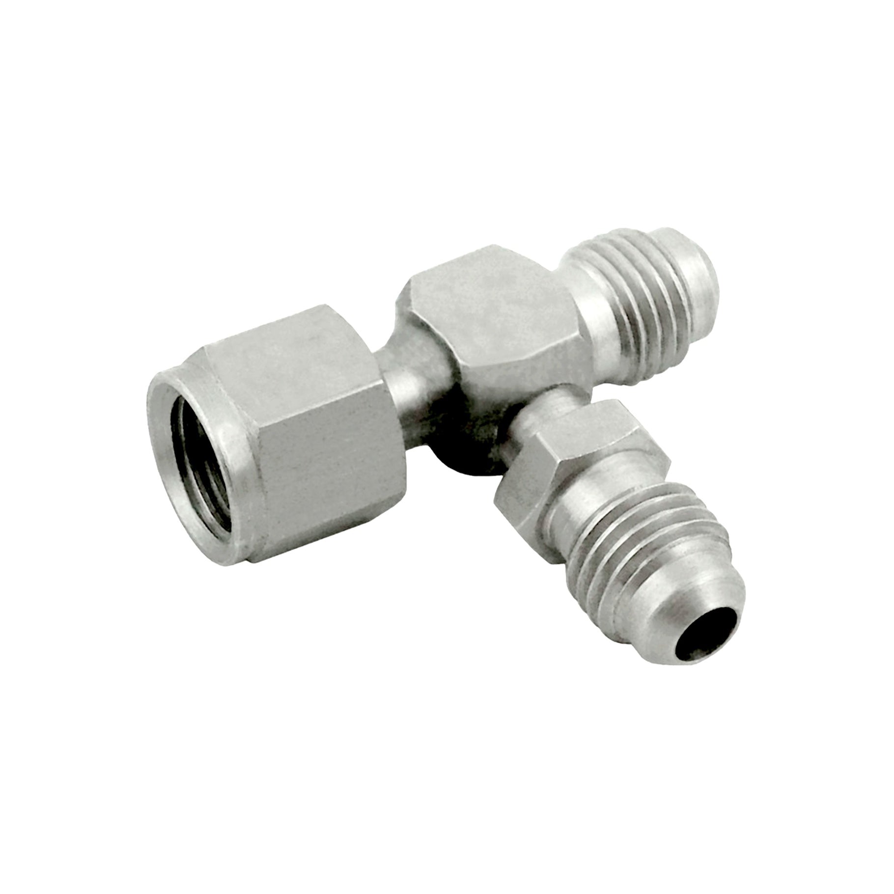 Amazing 1/4in Swivel Tee: FFL Nut to 1/4in MFL x 1/4in MFL Stainless Steel